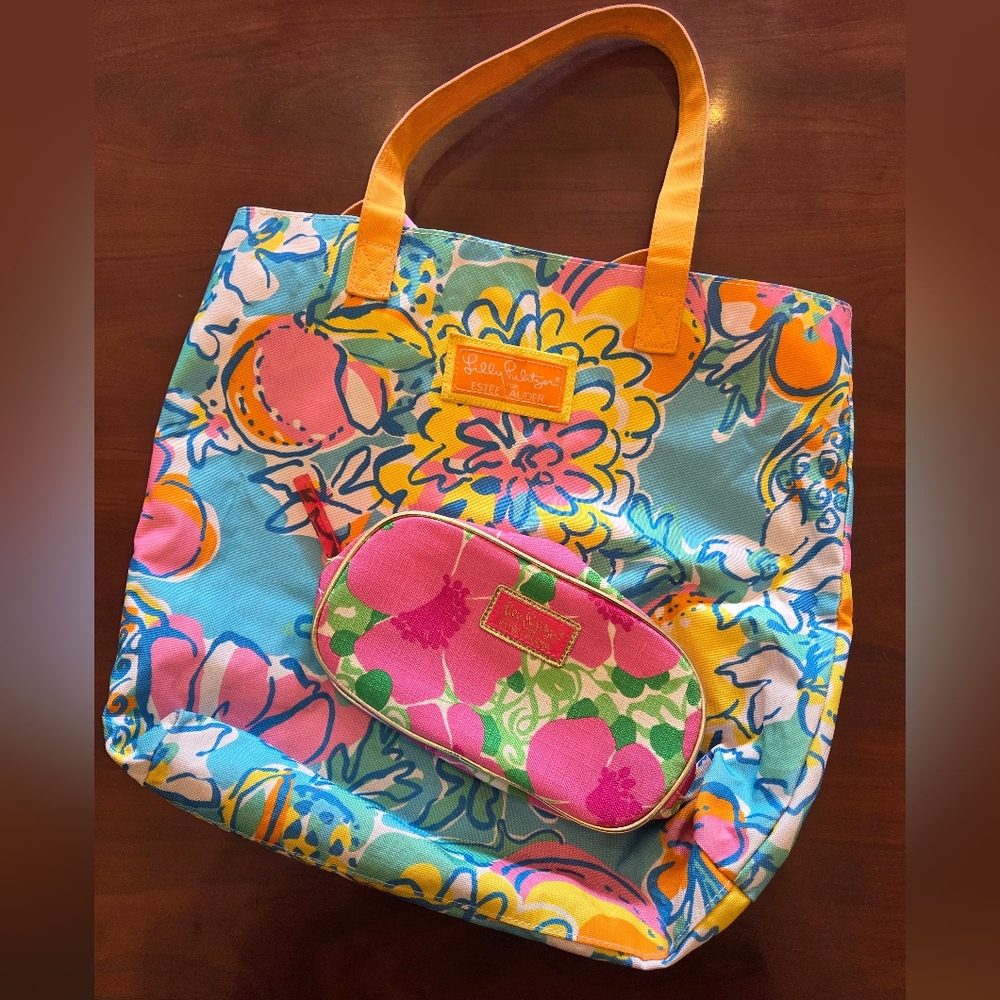 Lilly Pulitzer Tote Bag And Cosmetic Bag Set